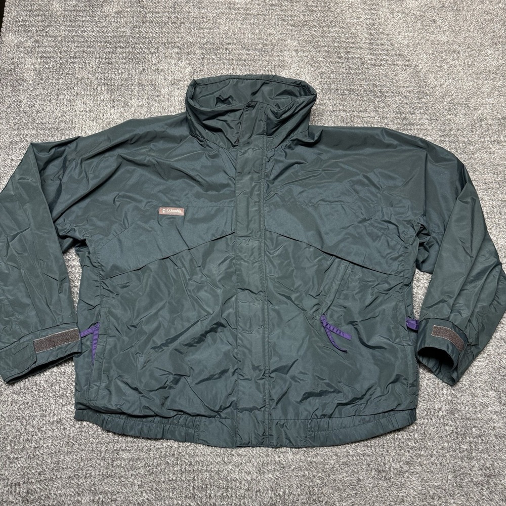 Vintage Columbia Jacket Mens Xtra Large Green Full Zip Fleece Lined Outdoors 90s